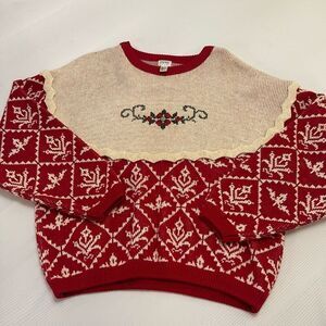 Esprit Needlepoint Christmas Holiday VTG Sweater Size Small